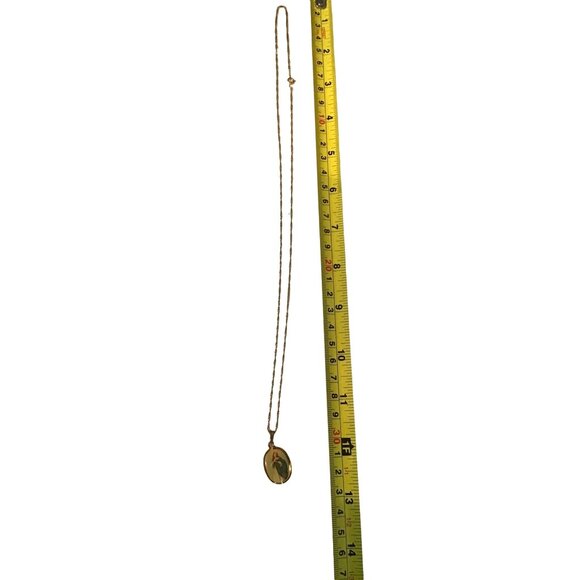 VINTAGE GOLD PHOTO PENDANT CHARM IMMACULATE CONCEPTION NECKLACE - Picture 4 of 5